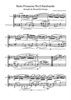 Suite No.2 in C Minor, BWV 813: Sarabande, for violin and cello by Johann Sebastian Bach