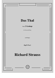 Two Songs, Op.51: No.1 Das Tal in B Major by Richard Strauss