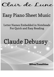 No.3 Clair de lune, for Piano: For easiest piano by Claude Debussy
