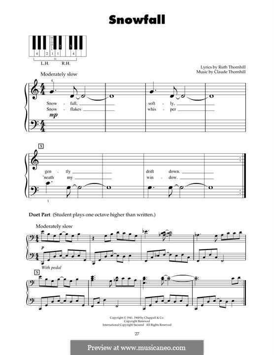 Snowfall (Tony Bennett): For piano by Claude Thornhill, Ruth Thornhill