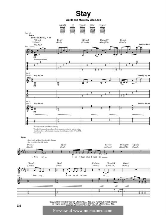Stay: For guitar by Lisa Loeb