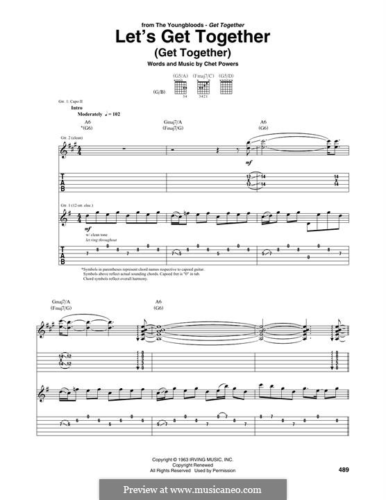 Let's Get Together (The Youngbloods): For guitar by Chet Powers