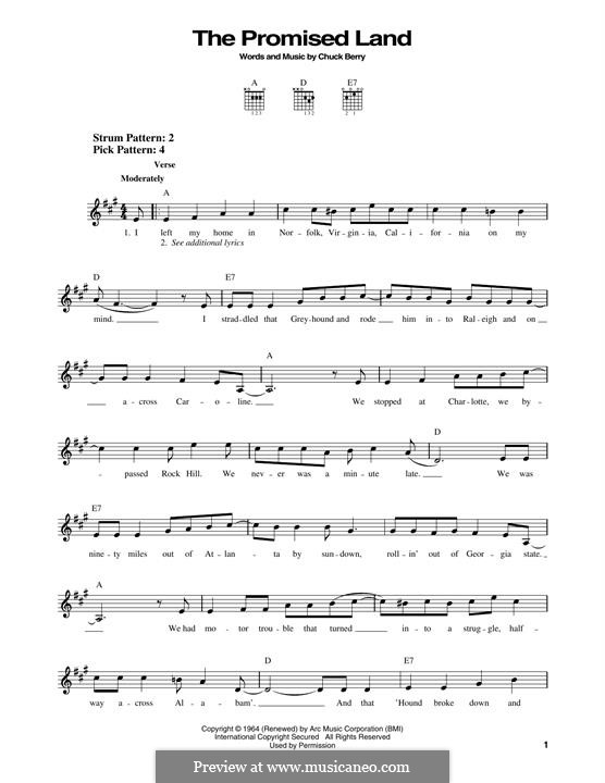 The Promised Land (Elvis Presley): For guitar by Chuck Berry