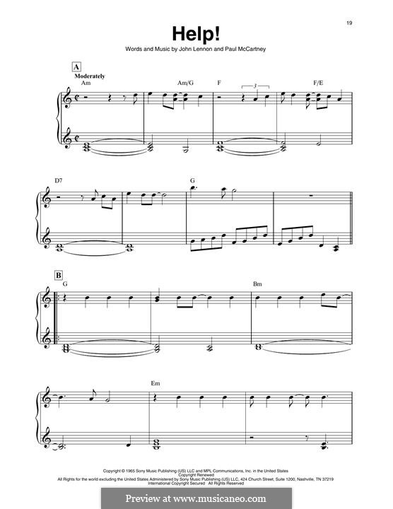 Help! (The Beatles): For harp by John Lennon, Paul McCartney