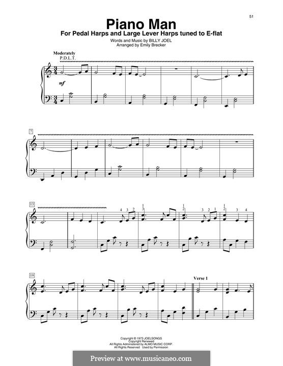 Piano Man: For harp by Billy Joel