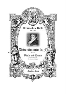 Divertimento for Viola and String Quartet, BI 330: Version for viola and piano by Alessandro Rolla