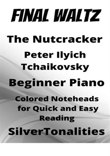 No.15 Final Waltz and Apotheosis: Final Waltz, for beginner piano with colored notation by Pyotr Tchaikovsky