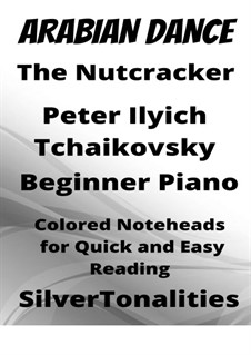 No.5 Arabian Dance: For beginner piano with colored notation by Pyotr Tchaikovsky