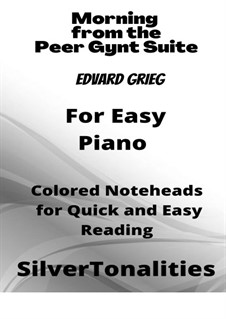 Suite No.1. Morning Mood, Op.46 No.1: For easy piano with colored notation by Edvard Grieg