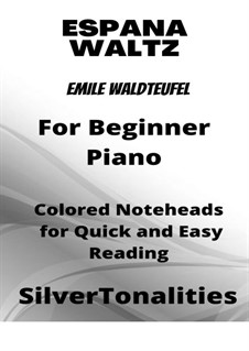 España, Op.236: For beginner piano with colored notation by Émile Waldteufel