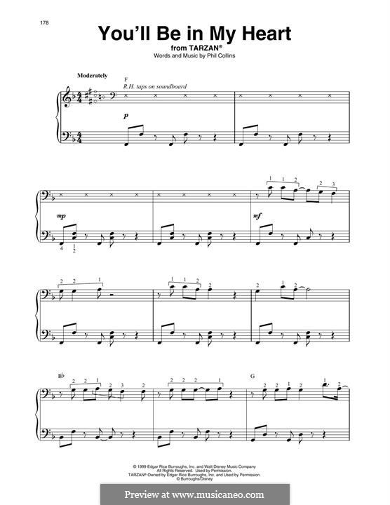 You'll Be in My Heart (from Walt Disney's Tarzan): For harp by Phil Collins