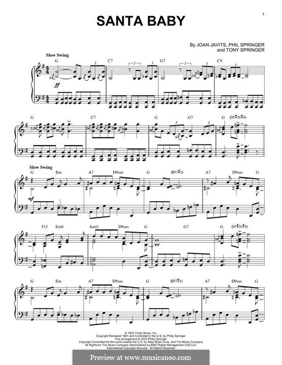 Piano version: Boogie Woogie version by Joan Javits, Philip Springer, Tony Springer