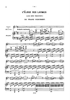 Lob der Tränen (In Praise of Tears), D.711 Op.13 No.2: For violin (or flute, or cello) and piano by Franz Schubert