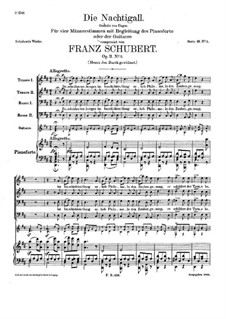 Die Nachtigall (The Nightingale), D.724 Op.11 No.2: For voices and piano (or guitar) by Franz Schubert