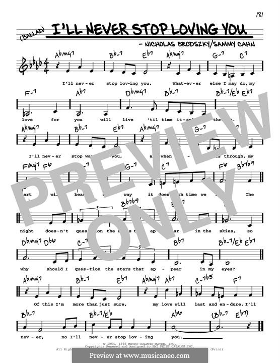 I'll Never Stop Loving You (Doris Day): Low Voice by Nicholas Brodszky