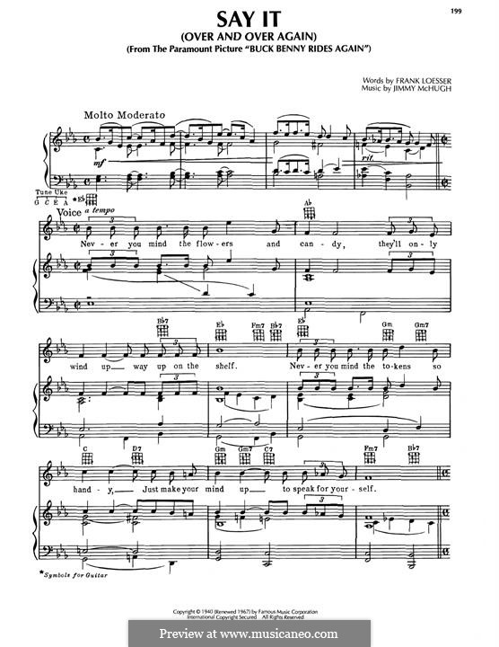 Say It (Over And Over Again) by F. Loesser - sheet music on MusicaNeo