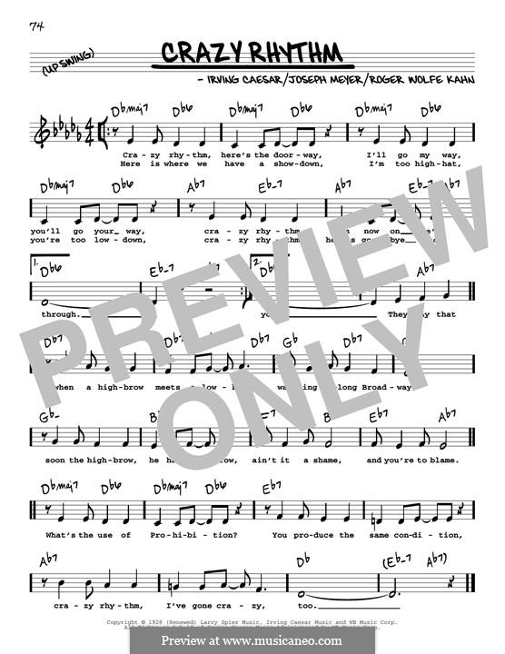 Crazy Rhythm (Chet Baker): Low Voice by Joseph Meyer, Roger Wolfe Kahn