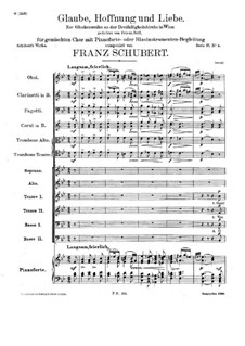 Glaube, Hoffnung und Liebe (Faith, Hope and Love), D.954: For choir and piano (or winds) by Franz Schubert