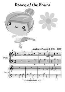 Dance of the Hours: For easy piano with colored notation by Amilcare Ponchielli