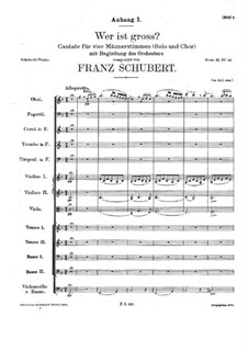 Wer ist gross. Cantata for Soloists, Choir and Orchestra, D.110: Wer ist gross. Cantata for Soloists, Choir and Orchestra by Franz Schubert