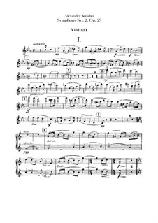 Symphony No.2 in C Minor, Op.29: Violins I part by Alexander Scriabin