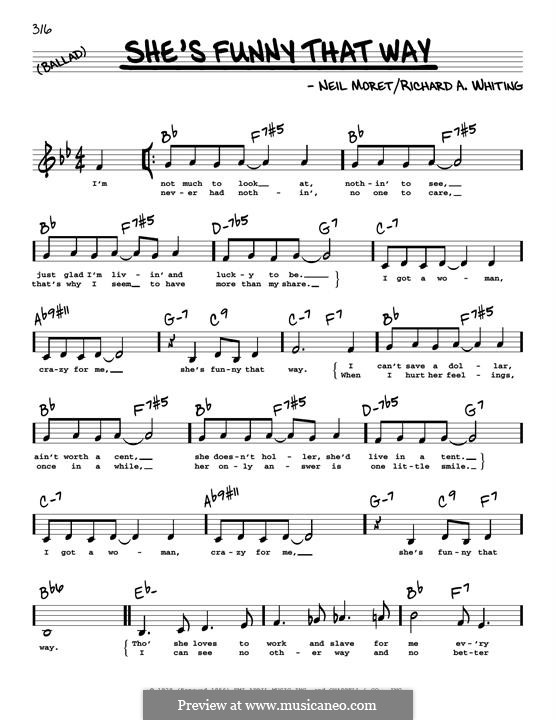 She's Funny That Way: Low Voice by Neil Moret