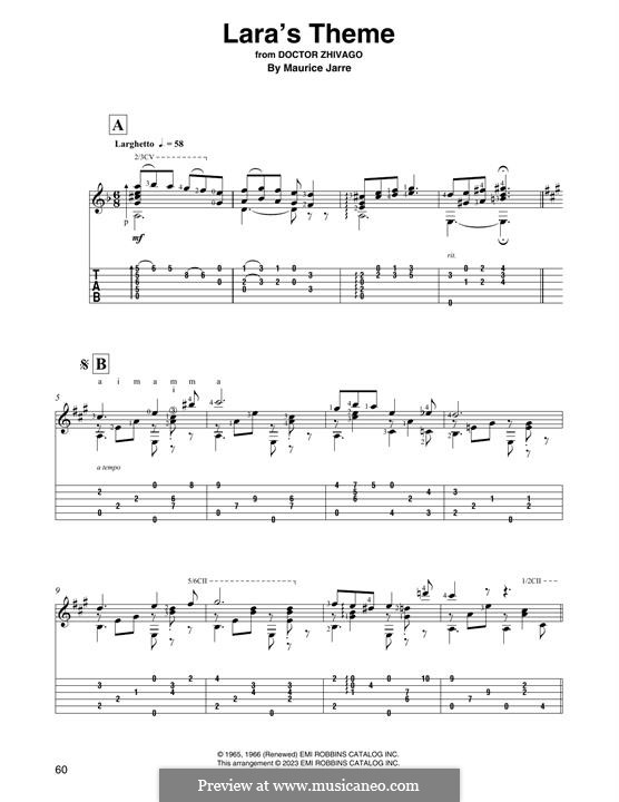 Lara's Theme from Doctor Zhivago: For guitar by Maurice Jarre