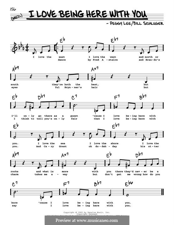 I Love Being Here with You (Diana Krall): Low Voice by Bill Schluger, Peggy Lee