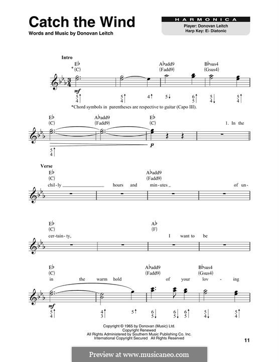 Catch the Wind: For harmonica by Donovan Leitch