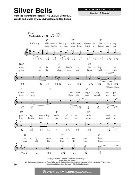 Instrumental version: For harmonica by Jay Livingston, Raymond Evans