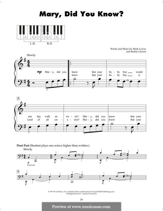 Mary, Did You Know?: For piano by Bud Green