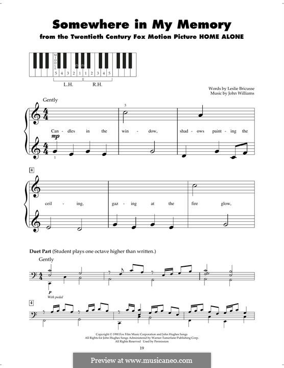 Somewhere in My Memory (from Home Alone): For piano by John Williams