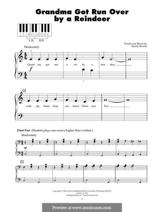 Grandma Got Run Over by a Reindeer: For piano by Randy Brooks