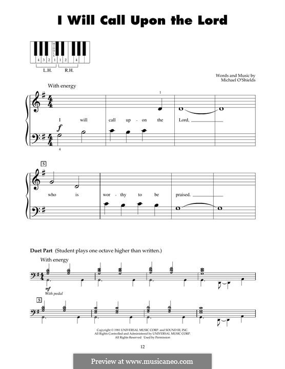I Will Call Upon the Lord: For piano by Michael O'Shields