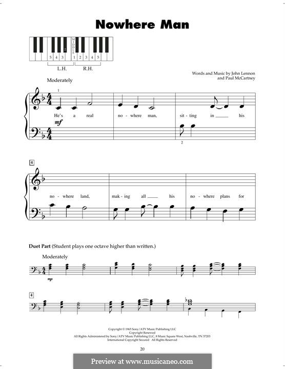 Nowhere Man (The Beatles): For piano by John Lennon, Paul McCartney