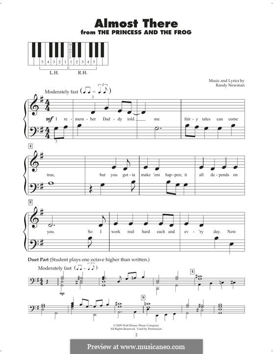 Almost There (from The Princess And The Frog): For piano by Randy Newman