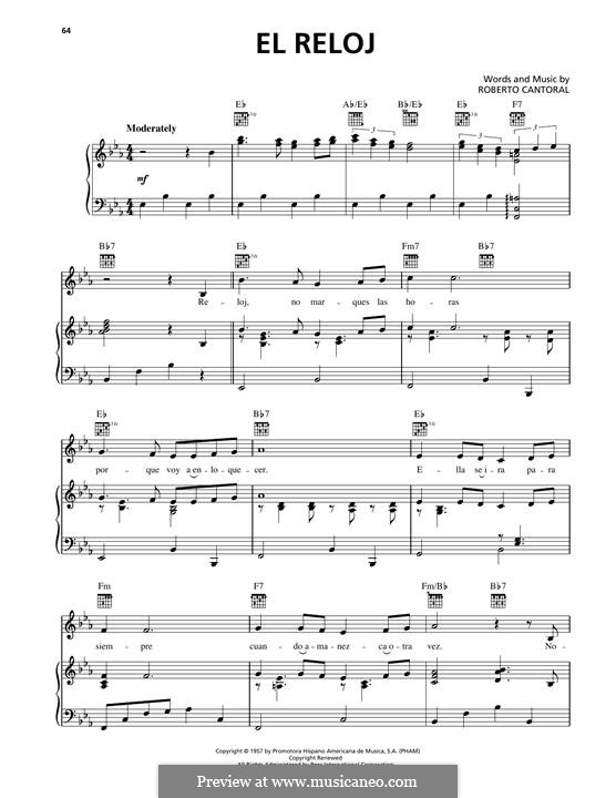 El Reloj: For voice and piano (or guitar) by Roberto Cantoral