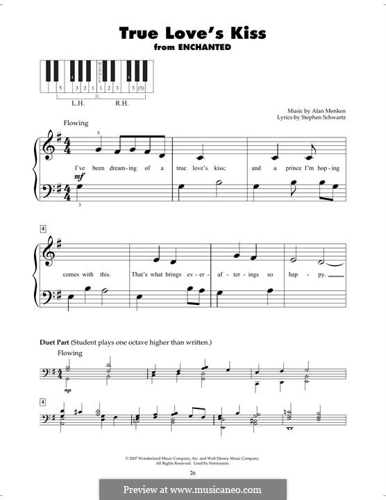 True Love's Kiss (from Enchanted) : For piano by Alan Menken