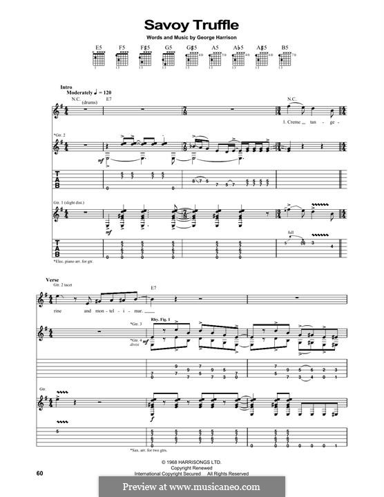 Savoy Truffle (The Beatles): For guitar by George Harrison