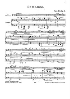 Romance for Viola and Piano, Op.72: Score for two performers, Solo part by Hans Sitt
