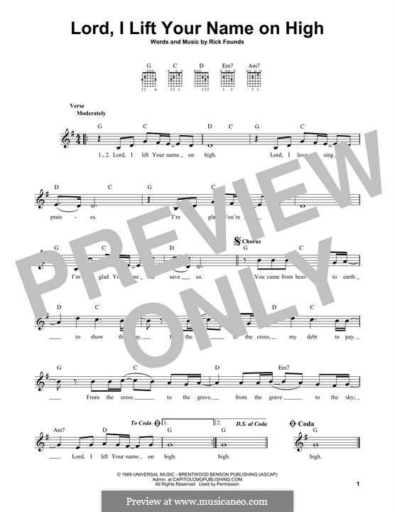 Lord, I Lift Your Name on High: For guitar by Rick Founds