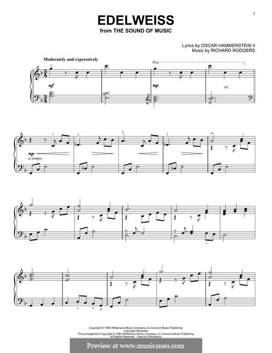 Edelweiss (from The Sound of Music): For piano by Richard Rodgers