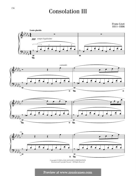 Consolations, S.172: No.3 in D Flat Major by Franz Liszt