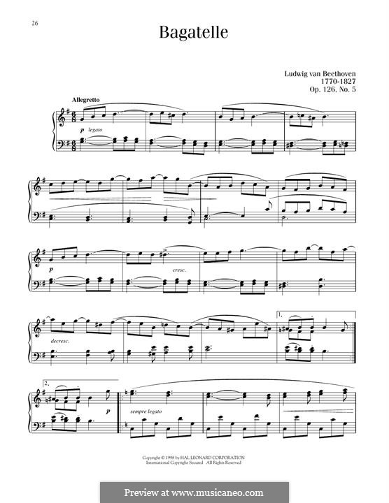 Six Bagatelles for Piano, Op.126: Bagatelle No.5 by Ludwig van Beethoven