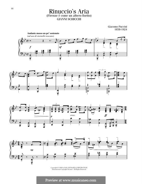 Che gelida manina: For piano by Giacomo Puccini