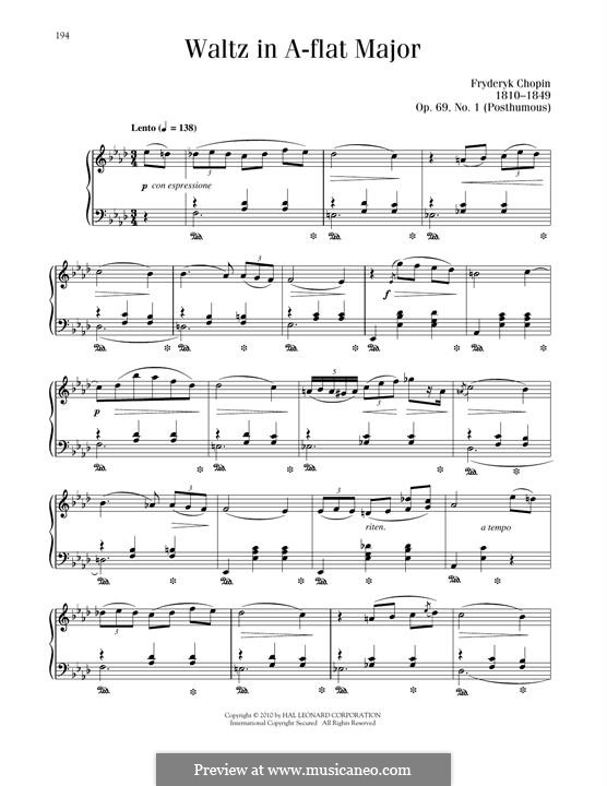 Waltzes, Op. posth.69: No.1 in A flat Major by Frédéric Chopin