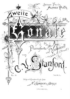 Sonata for Cello and Piano, Op.39: Score by Charles Villiers Stanford