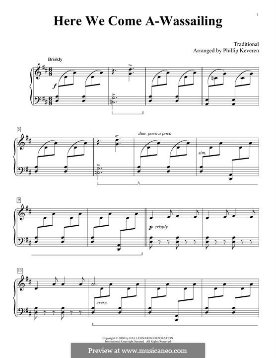 Here we Come a-Wassailing (Printable Scores) by folklore on MusicaNeo