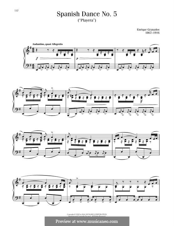 Dance No.5: For piano by Enrique Granados