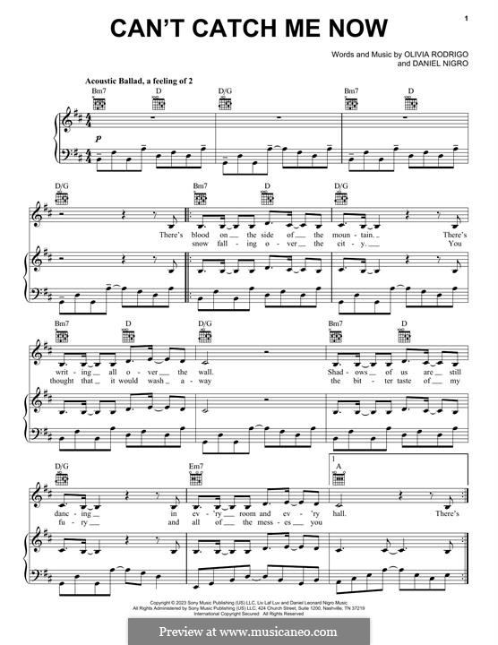Can't Catch Me Now (from The Hunger Games: The Ballad of Songbirds & Snakes): For voice and piano (or guitar) by Daniel Nigro
